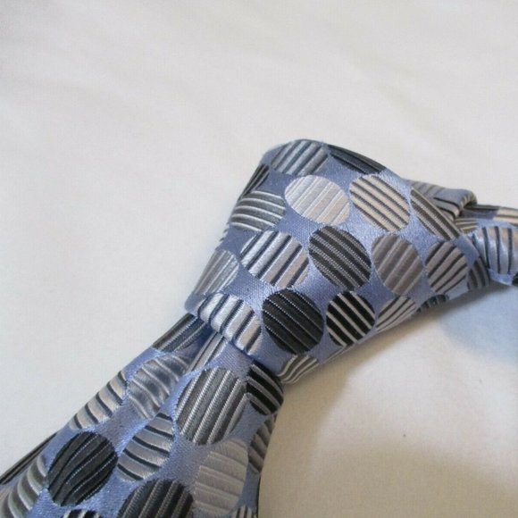 Woven Silk Tie Monochromatic Silver Dot - Picture 3 of 6